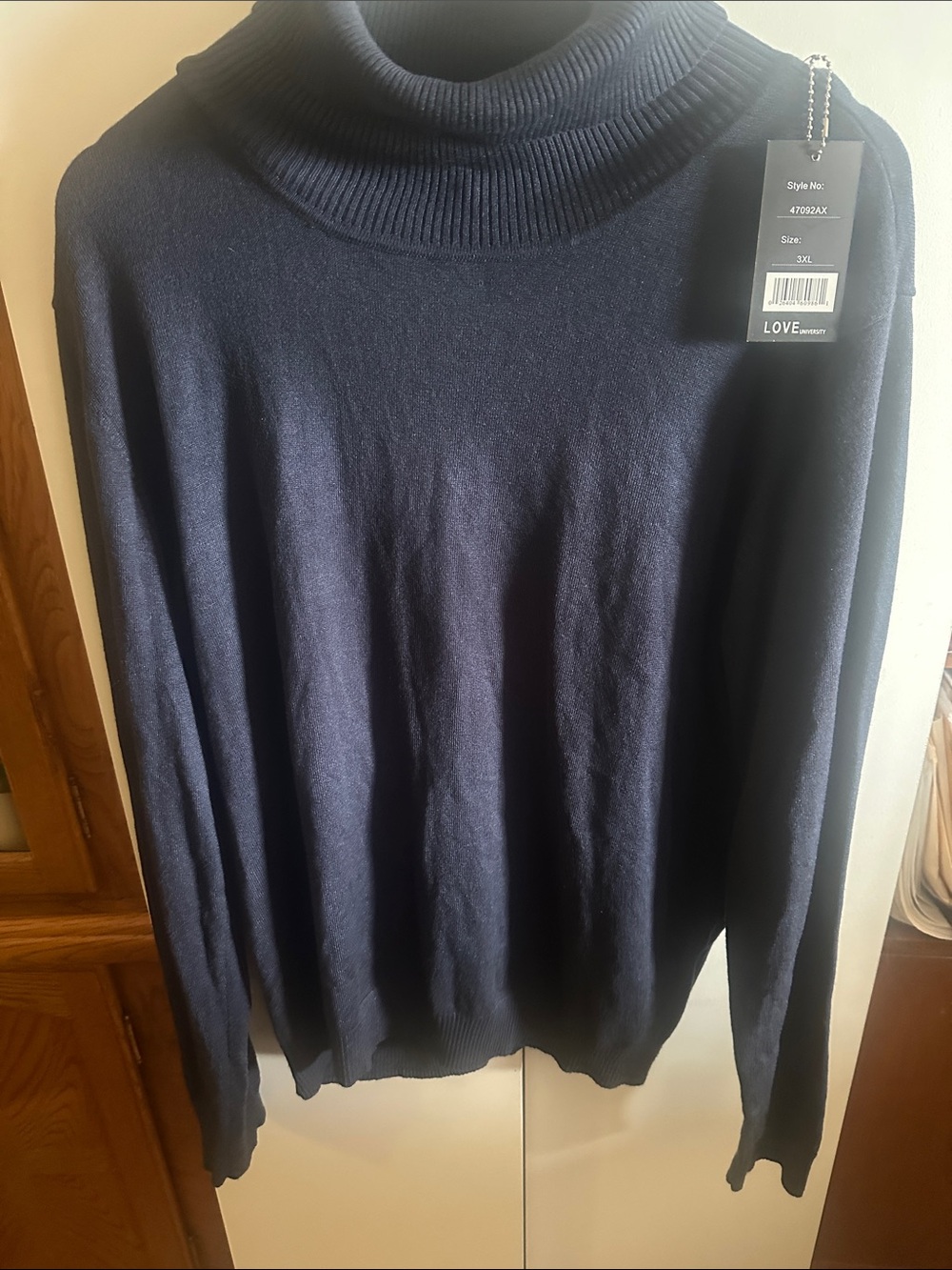 LOVE University Men's Navy Turtleneck Sweater